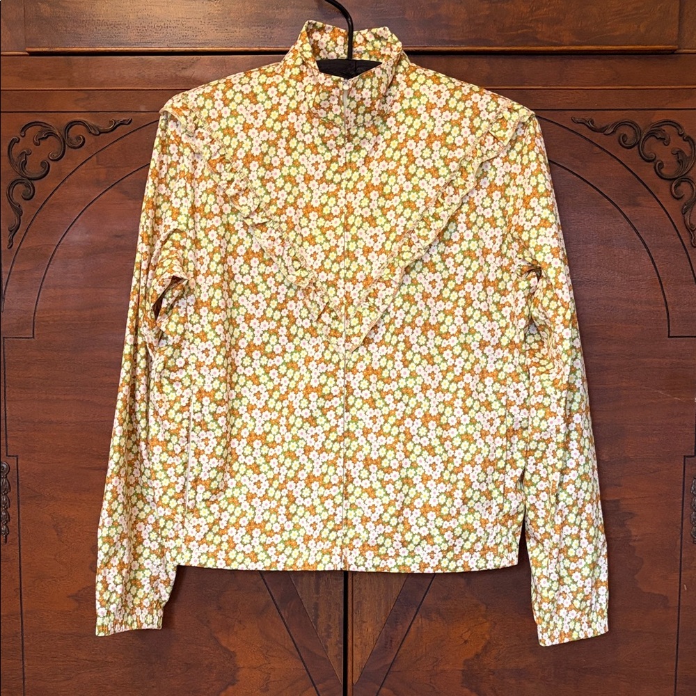 Tory Burch Floral Ruffle light rain  jacket